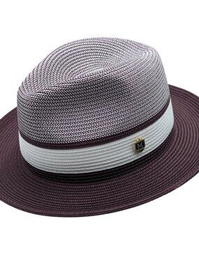 Montique Mens Fedora Hat H-87 Wine Wide Brim NWT